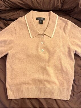 Tahari Women's Beige Polo Cashmere Sweater